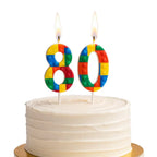 1 PCS  Colored Building Block Shaped Digital Candle Cake Decoration 0-9 Birthday Baking Decoration Plugin