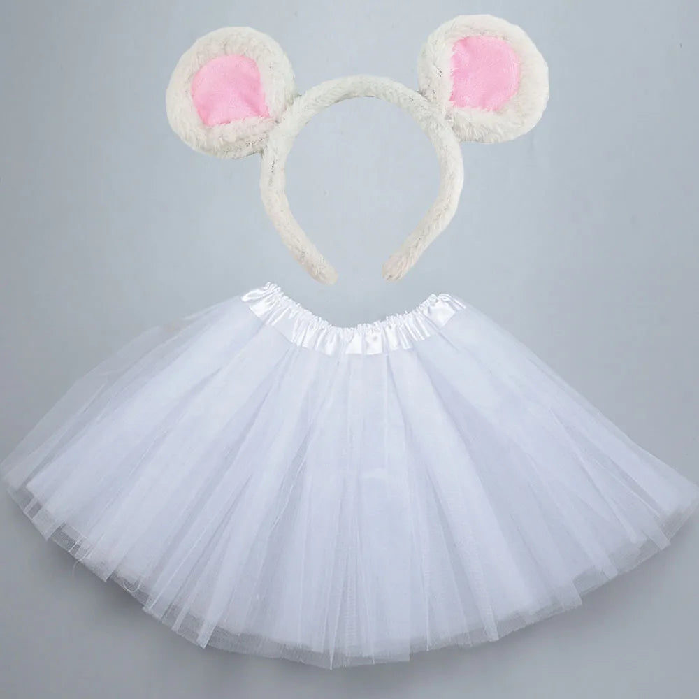 Animals  Children  Headband Tutu Skirt Tail Bow Kids  Girl Party Props Elephant Tiger Fox     Halloween Costume Cosplay