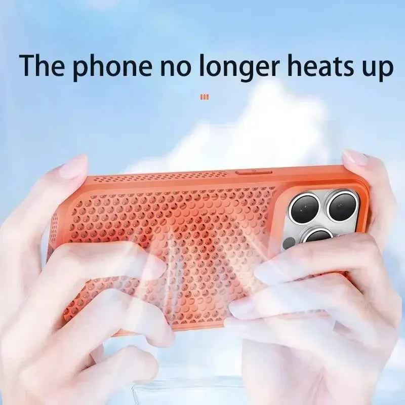 Cooling Heat Dissipation Phone Case For iPhone 17 16 15 14 13 12 11 Pro Max Plus Breathable Hard Back Magnetic Cover For Magsafe