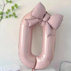 32 Inch Pink Number 0-9 Foil Balloon with Bow – Ideal for Girls Wedding Birthday Party Decorations