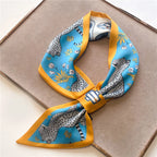 Luxury Brand Horse Print Skinny Neckerchief Scarf For Women Satin Silk Ribbons Bandana Ladies Neck Tie Wrist Wrap Shawl Echarpe
