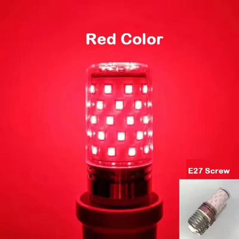 E27 LED Colorful Corn Bulb 12W RGB Pink Red Blue Green Purple Golden 7 Colors AC 220V Decorative Lamp for Chandelier Home Party