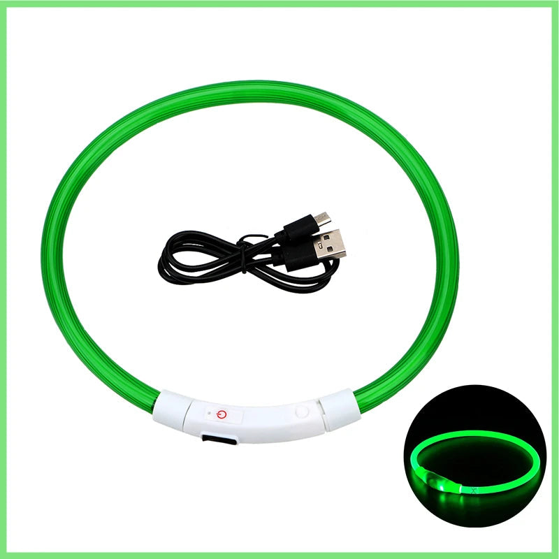USB Rechargeable Luminous Collar Adjustable Led Glowing Dog Collar for Large Small Dogs Cat Night Light Collar Pet Safety Harnes - WTN Essentials 