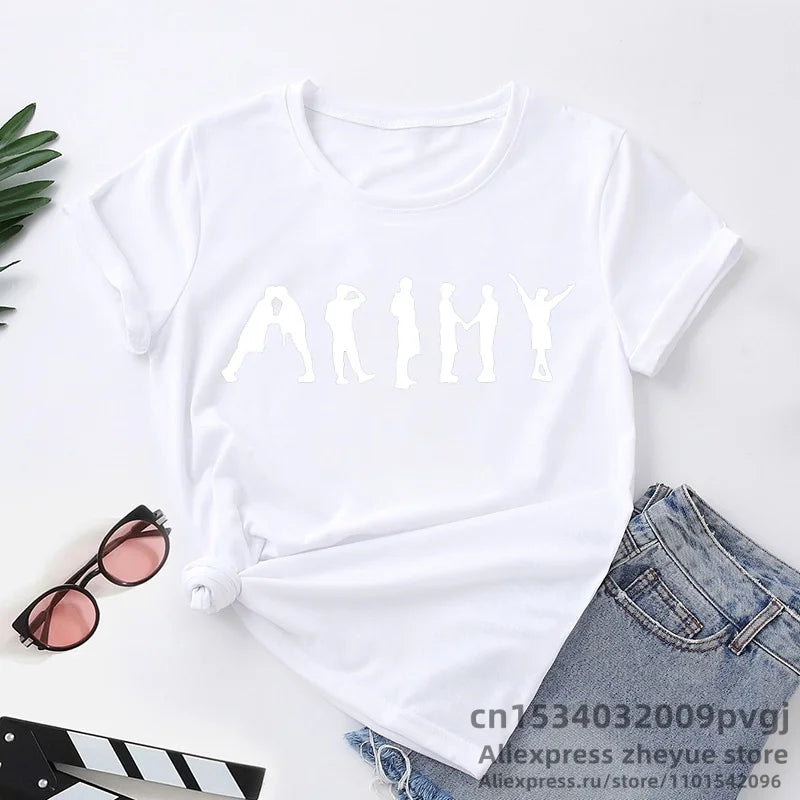 Girl Korean Group Top Tee Female CLothes T Shirt Streetwear Women Fashion T-Shirt Aesthetic Clothes