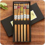 5 Pair Set Bamboo Chopsticks Tableware Non-Slip Japanese Natural Wood Sushi Food Multi Color Household Long Chopsticks Set
