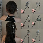 2026 New Chinese Style Butterfly Flower Tassel Hair Stick for Women Vintage Metal Hanfu Chopstick Hair Sticks Hair Accessories
