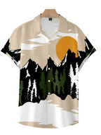 Fashion Men's Cactus Desert Printed Shirts Casual Hawaiian Beach Resort Shirt Summer Natural Landscape Vintage Printed Shirts