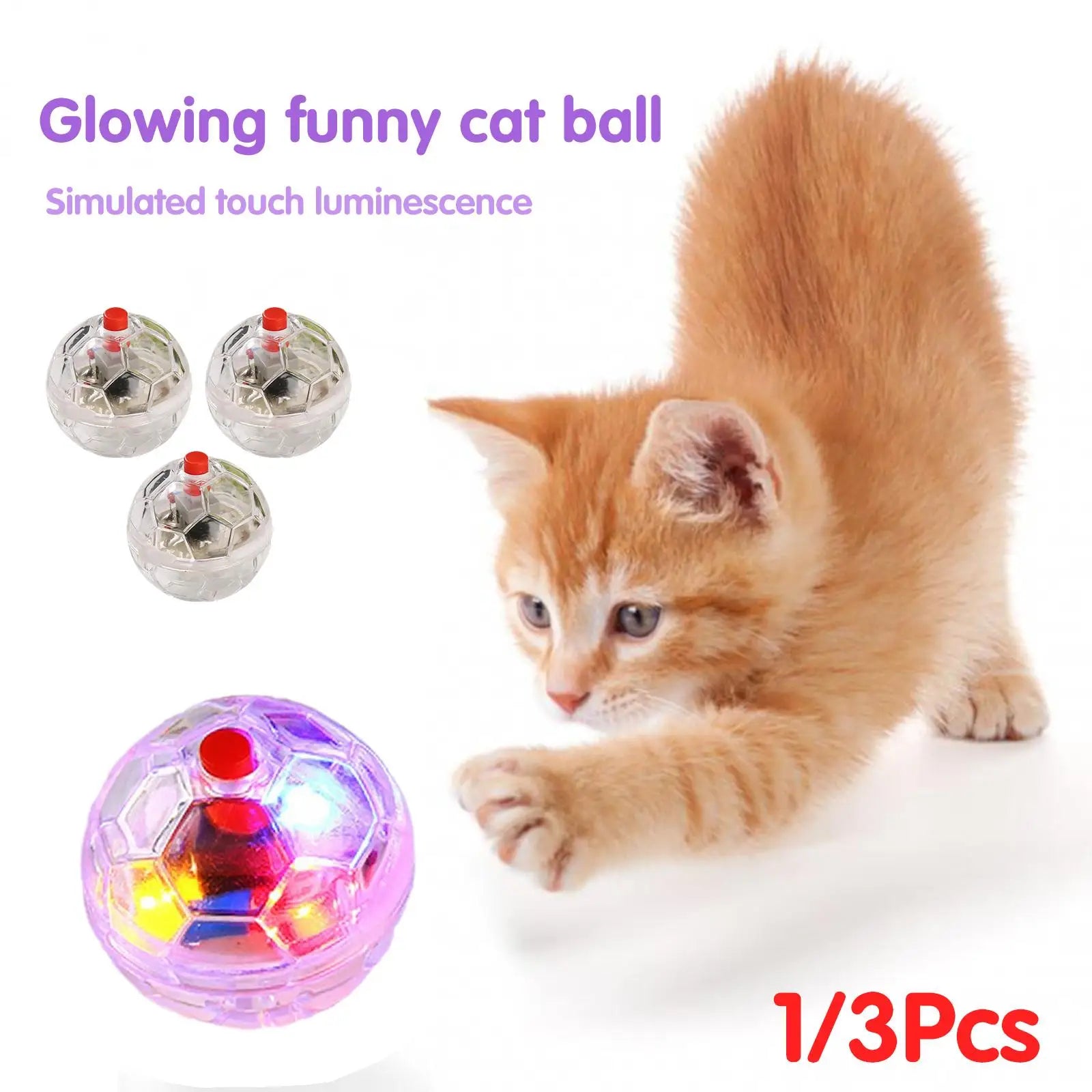 3/1Pcs Cat Motion Light Up Interactive Flash Ball Ghost Small Battery Powered Paranormal Equipment Portable LED Gift Pet Toys