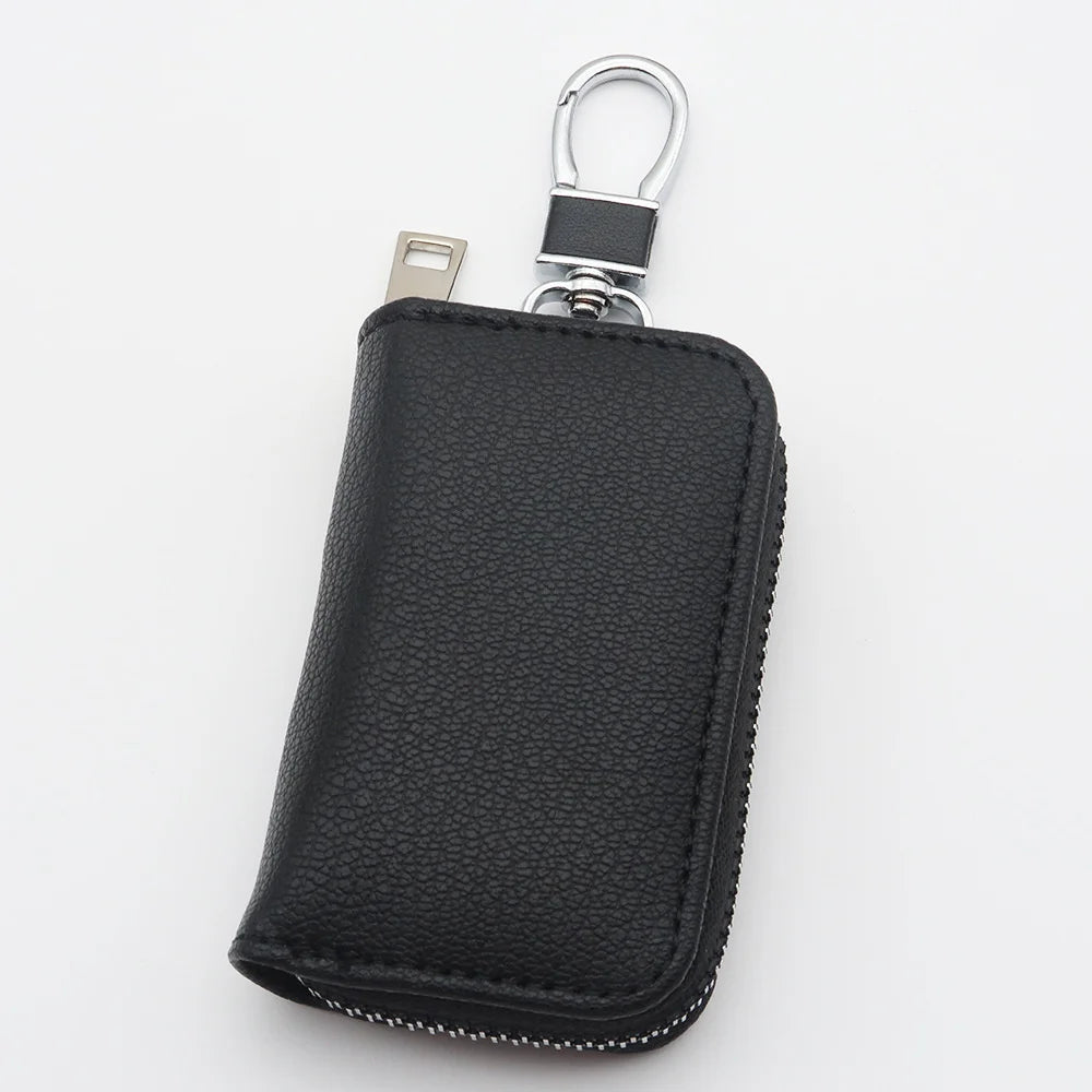 Men Key Holder Housekeeper PU Leather Car Key Wallet Keys Organizer Women Keychain Cover Zipper Key Case Bag Unisex Pouch Purse