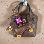 Mini PU Leather Bag For AirPods Case/Lip Balm/Coins With Tiny Dachshund As Decoration-Functional & Decor Leather Pouch-Gift