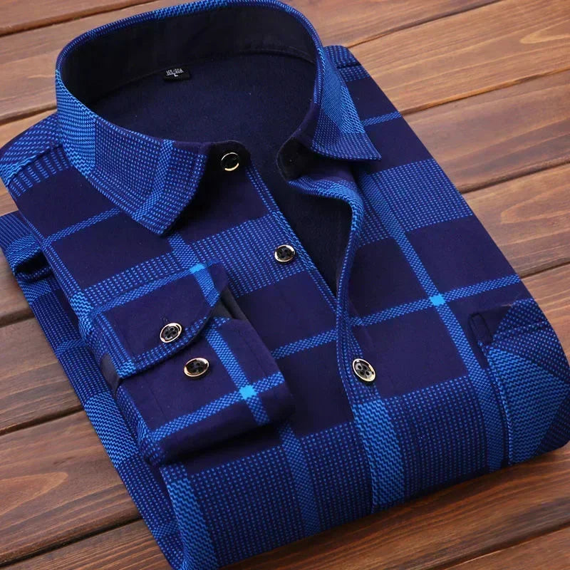 2025 Men's Autumn Winter Casual Long Sleeve Plaid Shirt Thick Warm Men's Casual High Quality Soft Large Size Warm Shirt Tops 4XL