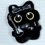 15 Cm Keychain Rock Music Black Cat Plush Toy Guitar Cute Punk Style Doll Schoolbag Pendant For Friends Birthday Gift