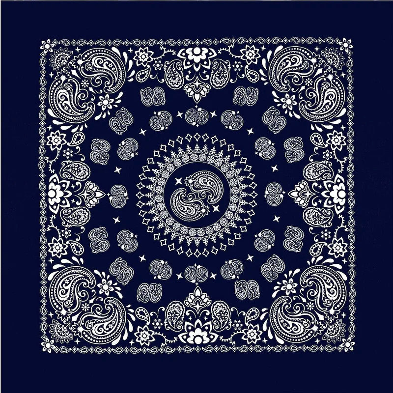70CM Oversized Hip Hop Amoeba Cashew Cotton Square Bandana Scarf Headband Black Paisley Gifts For Men/Boys/Girls
