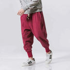 Cotton Linen Harem Pants Men Streetwear Joggers New Baggy Drop-crotch Pants Casual Trousers Men Sweatpants