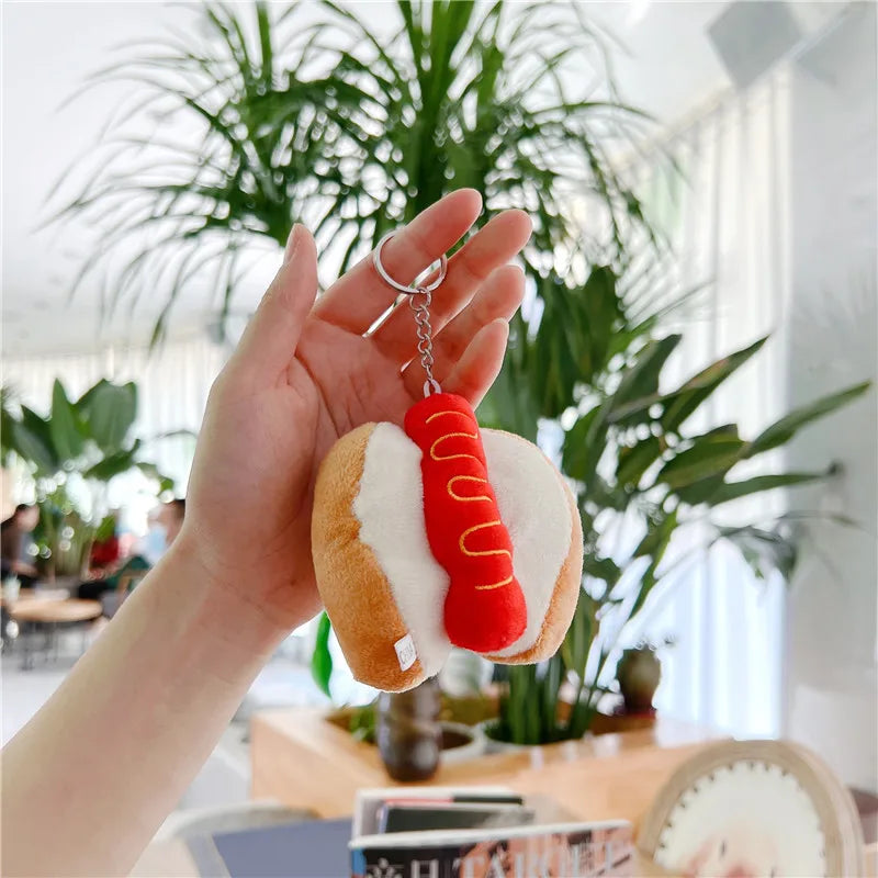Burger & Fries Plush Keychain Set Cute Bag Charm Collection