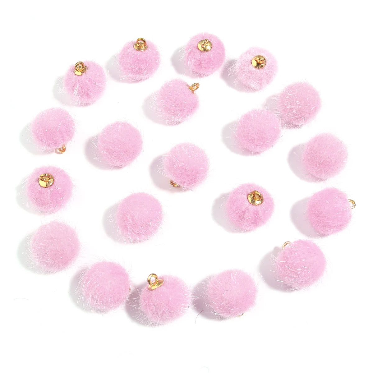 20pcs Plush Fur Covered Ball Beads Charms Multicolor Pompom Pendant For DIY Jewelry Making Necklace Bracelet Earring Accessories