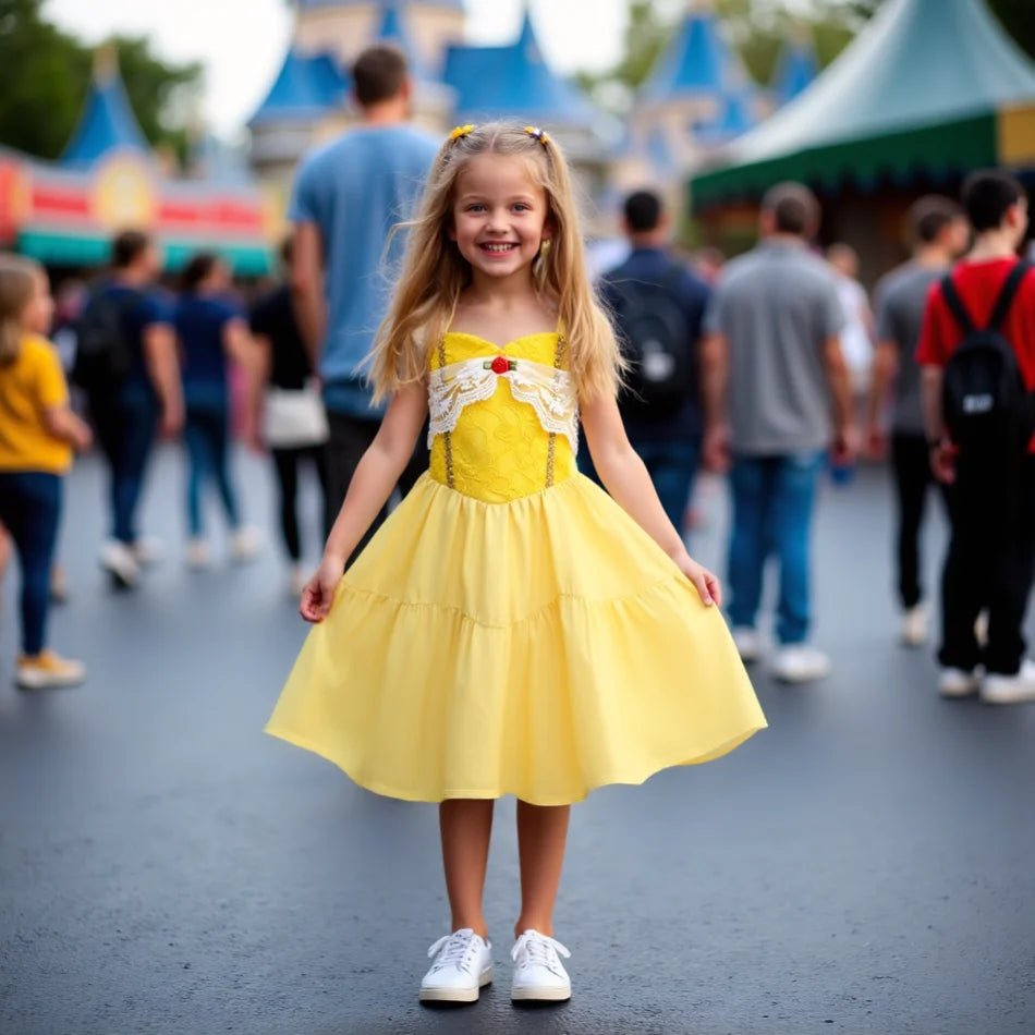 Children Baby Girls Lace Up Sling Summer Dress Princess Sleeveless Suspenders Dresses For 1-10 Years Cool Ventilated Kid Clothes