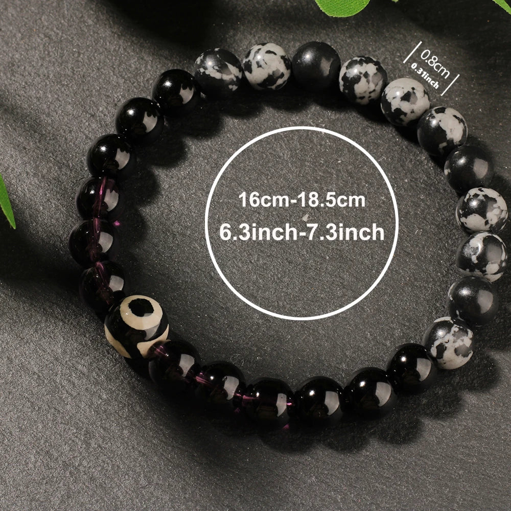 Eye Bracelets for Women Cute Spring Summer Beach Holiday Jewelry Natural Stone Beads Bangles Purple Black Gray Beads Bracelts