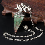 54x24mm Natural Stone Crystal Reiki Pendulum Three Phases Moon Hexagonal Cone Amethysts Charms for Jewelry Making DIY Necklace