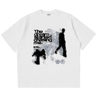 Men Tshirt Cotton Short Sleeve Shadow Print Y2k Top Tees Harajuku Streetwear Vintage Graphic Korean Aesthetic Clothing