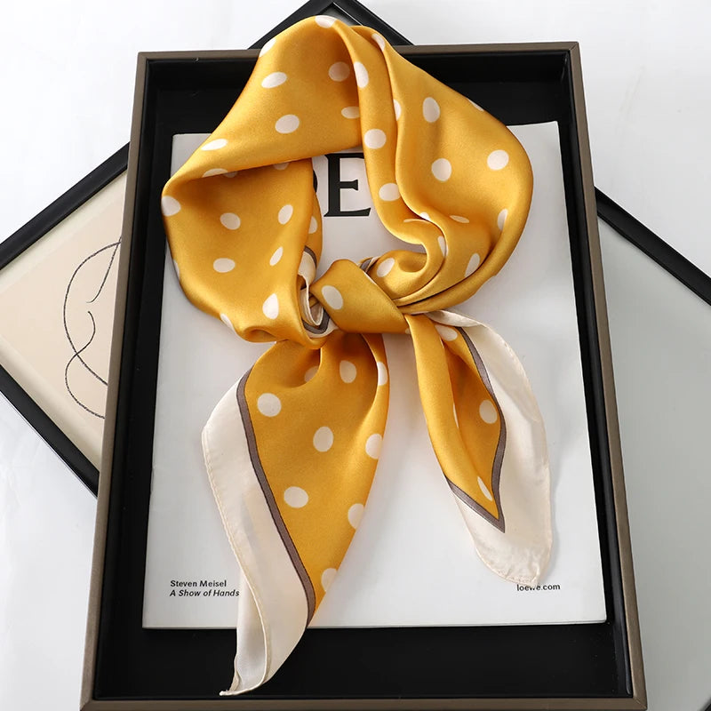 60Colors Luxury Scarf Women 70*70Cm Silk Feel Square Hair Wrapping Foulard Satin Shawl Big Size Head Bandana Hijab Handkerchief