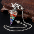 54x24mm Natural Stone Crystal Reiki Pendulum Three Phases Moon Hexagonal Cone Amethysts Charms for Jewelry Making DIY Necklace