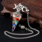 54x24mm Natural Stone Crystal Reiki Pendulum Three Phases Moon Hexagonal Cone Amethysts Charms for Jewelry Making DIY Necklace