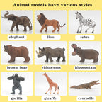 Educational Solid Simulation Animal Models Wild Animal World Toys - Elephant Crocodile Hippo Giraffe Action Figures for Kids