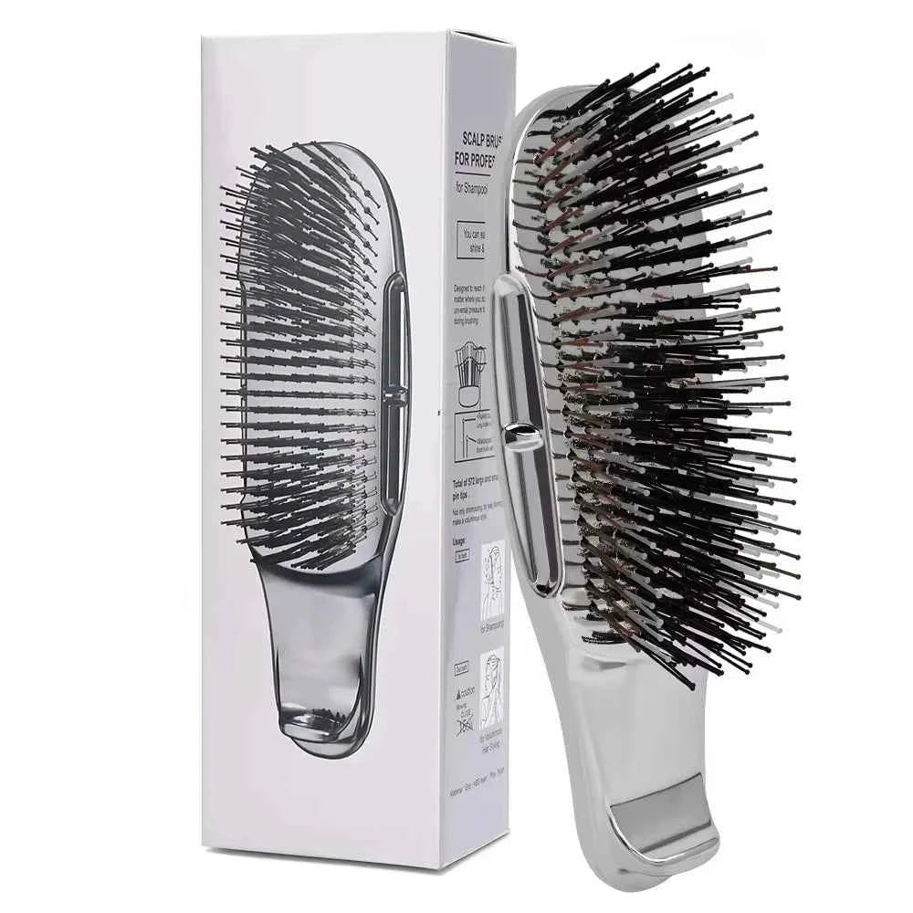 Japanese Premium Head Massager Scalp Brush Hair Massager Shampoo Brush Wet Plastic Detangling Brush Hair Cleaning Comb Rose Gold
