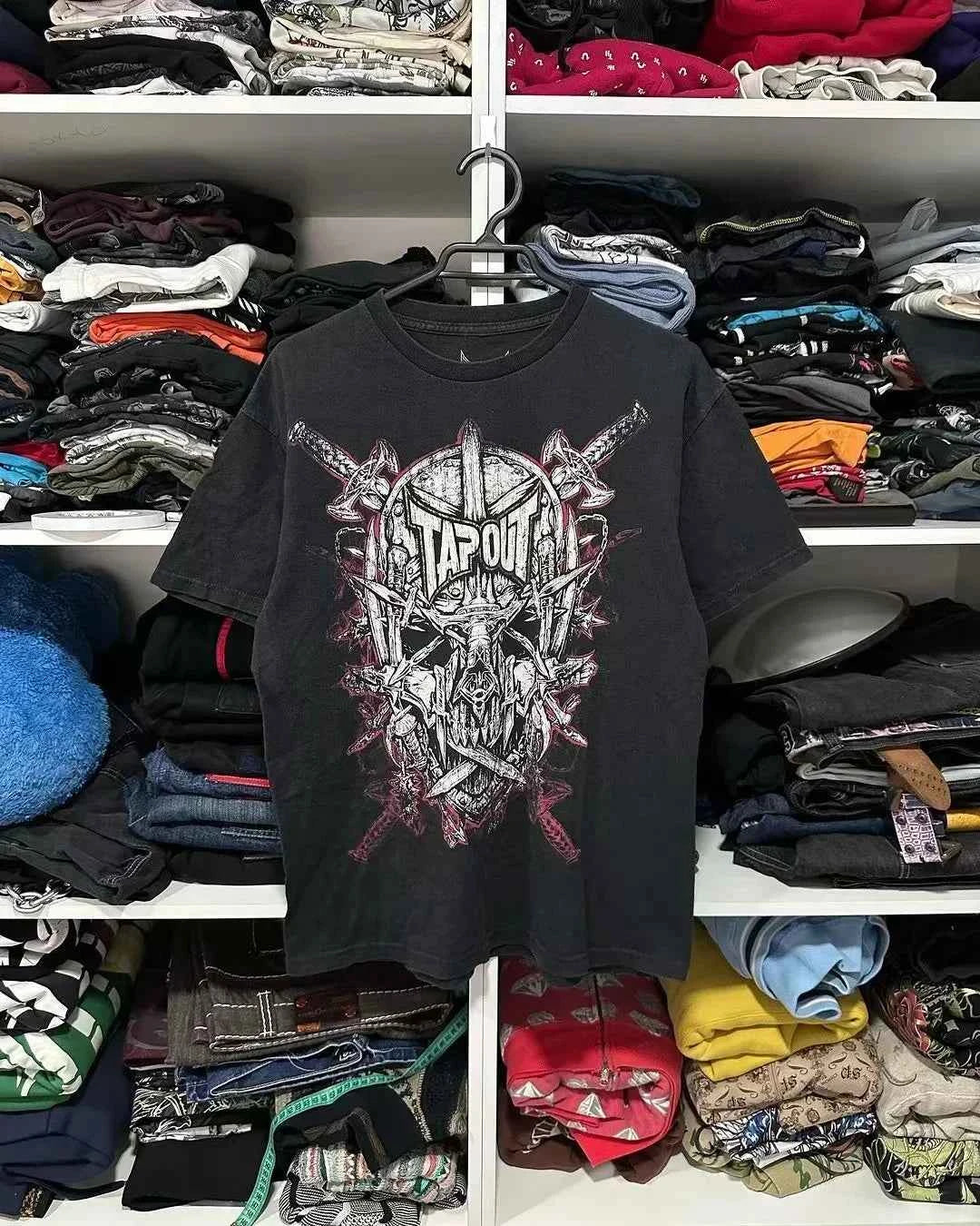 2000s affliction T shirt Clothes Retro Punk Hip Hop Graphic Print Oversized T Shirt Mens new Round Neck Cotton Short Sleeve Tops