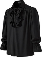 LisdinoJEMITOP Mens Pirate Vampire Ruffle Shirt Elastic Cuff Poet Victorian Steampunk Renaissance Medieval Cosplay Costume