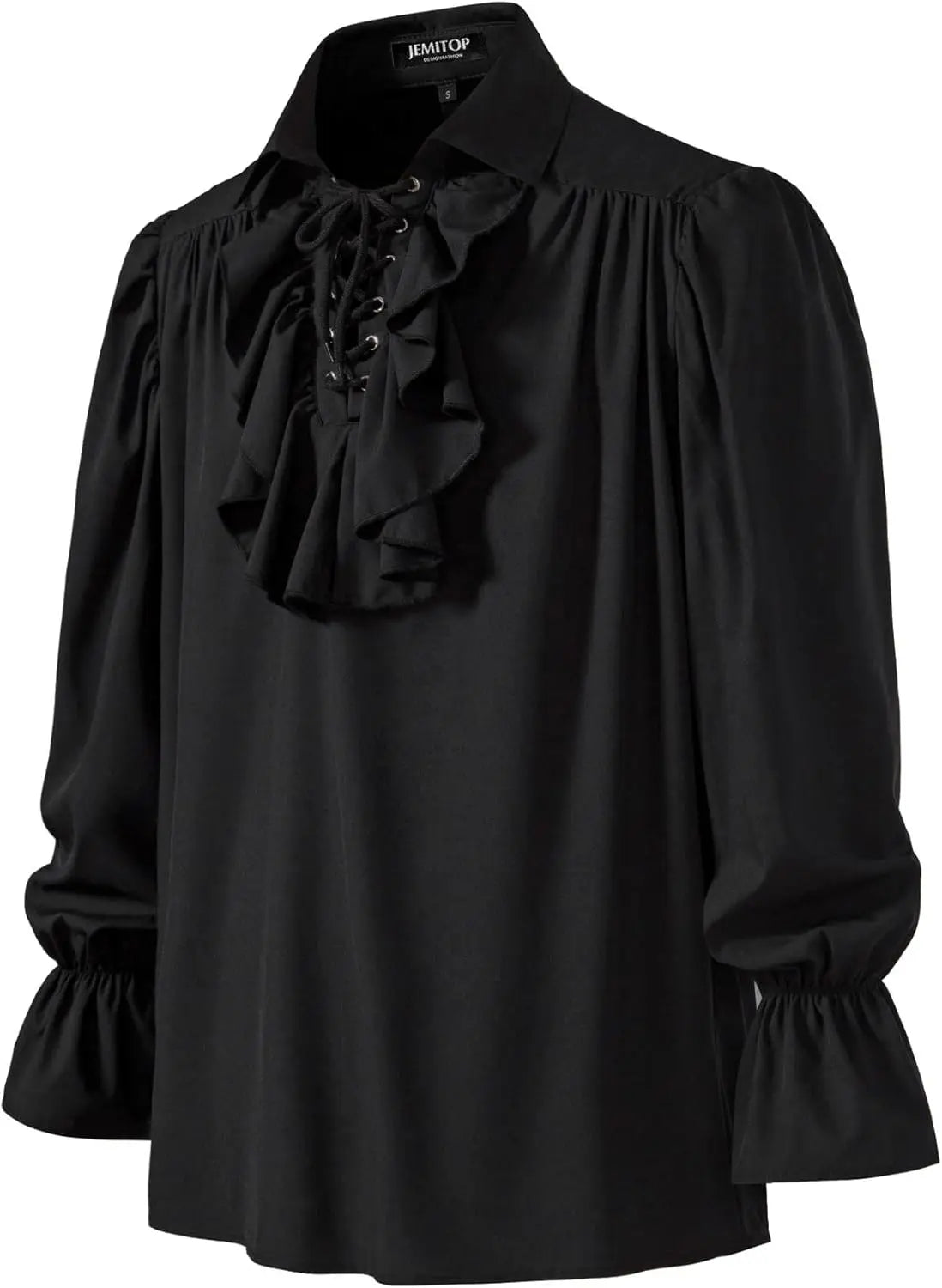 LisdinoJEMITOP Mens Pirate Vampire Ruffle Shirt Elastic Cuff Poet Victorian Steampunk Renaissance Medieval Cosplay Costume