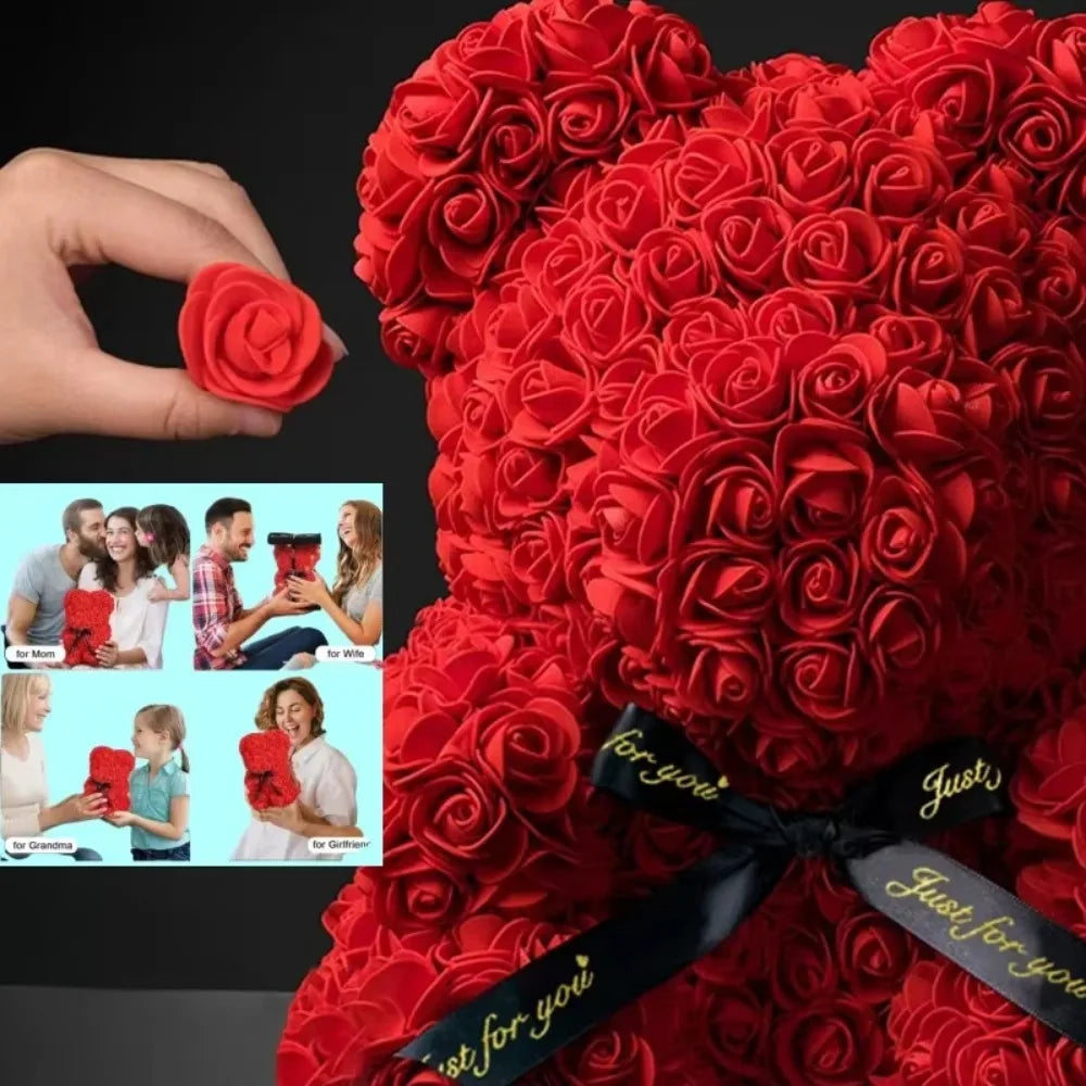 Artificial Flower Eternal Rose Teddy Bear for Mom Mother's Day Birthday Valentine's Day Anniversary Gifts &Artificial Room Decor