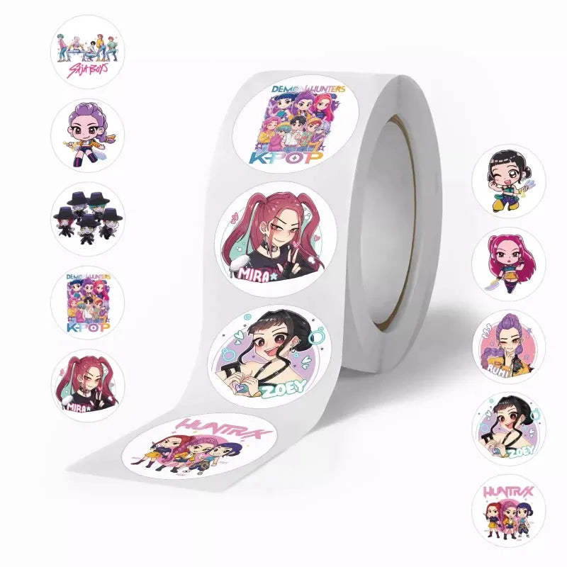 500Pcs/Roll Popular Anime  K-Pop Stickers Tiger Theme DIY Waterproof Decals for Scrapbook Phone Luggage Skateboard Laptop Decor