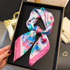 Bohemian Style Print Luxury Brand Silk Square Scarf Women Satin Shawls Neckerchief Wrap Scarves Bandana Hair Hjiab Floral