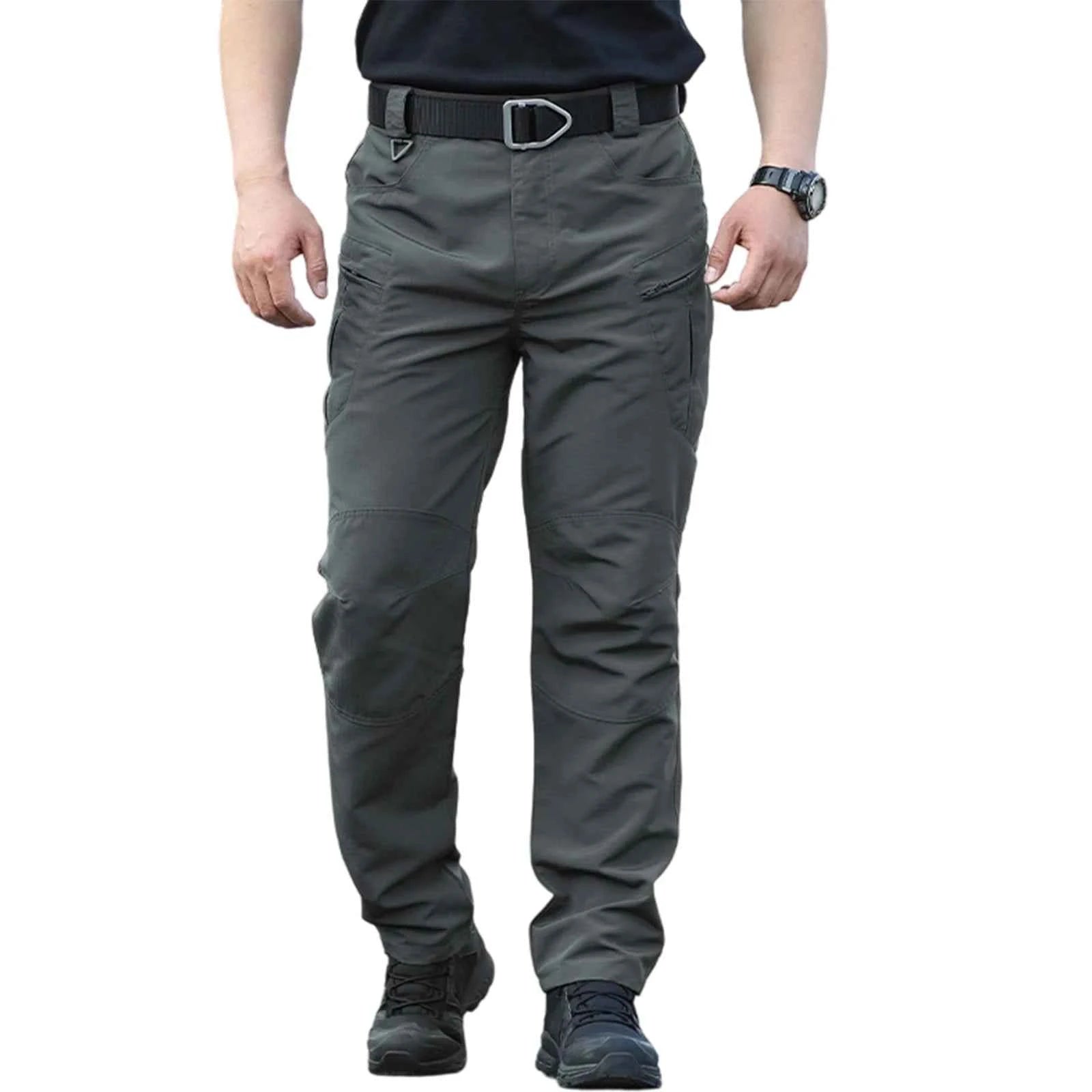 Stylish Men s Cargo Trousers with Multiple Pockets Lightweight and Durable Work Pants in Solid Colors for Casual Wear