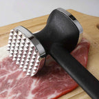 Heavy Duty Stainless Steel Meat Tenderizer Hammer – Rubber Grip Steak Mallet Tool