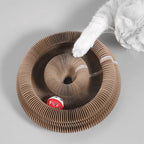 Foldable Cat Scratcher with Bell & Catnip - Multi-Level Cardboard Toy for Kittens, Durable Claw Sharpener