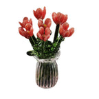 Glass Flower Decor Handcrafted Floral Sculpture Hand-blown Glass Flower Bouquet with Vase Mini Floral Decoration for Home Room