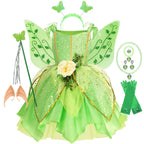 Girls Tinkerbell Fairy Costume – Green Princess Dress Outfit