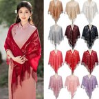 Tassel Patchwork V-Neck Cardigans Women Wedding Accessories Shawl Hollow Multicolored Evening Prom Cape Tulle Shawl Party