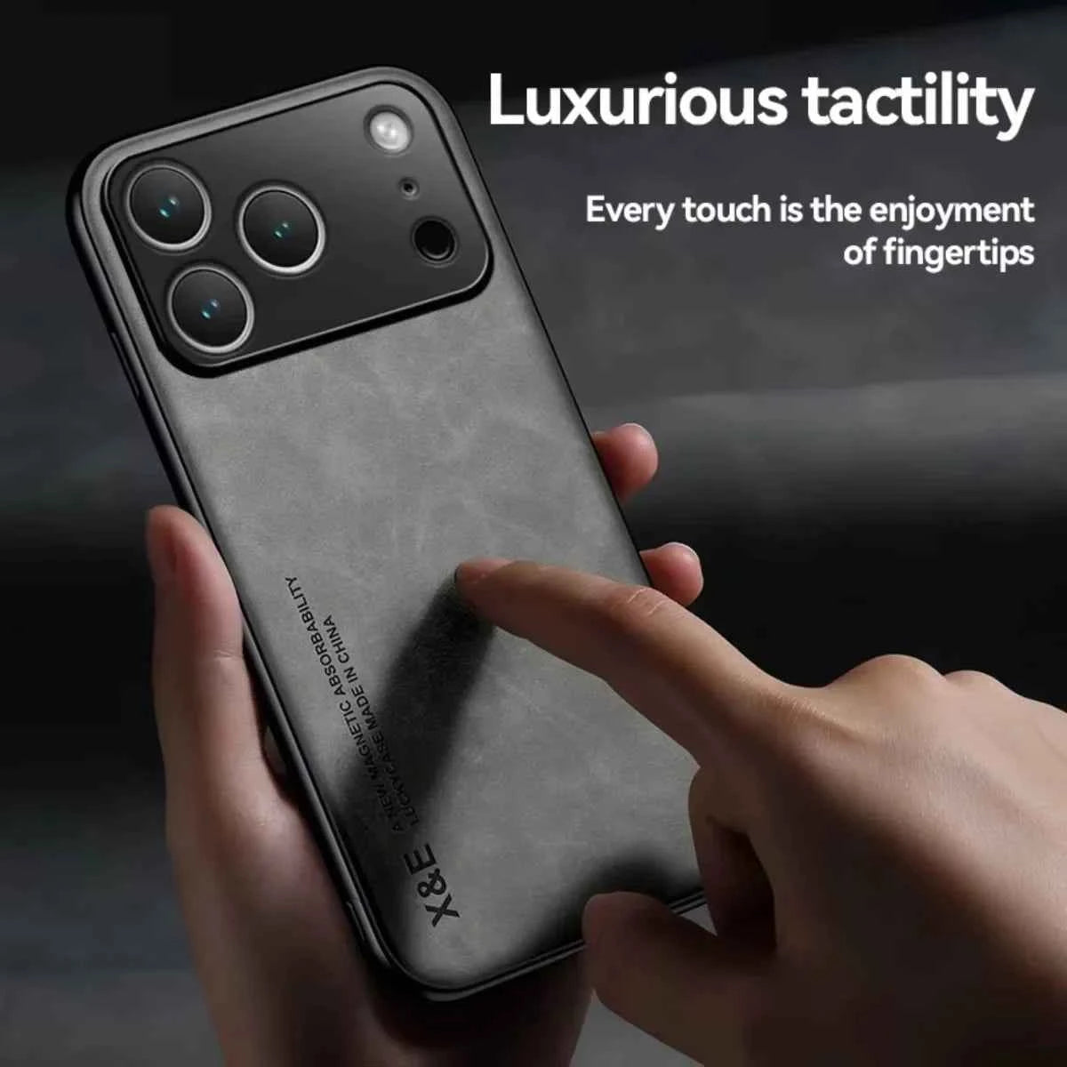 Leather  Phone Case  for APPLE IPhone 17 Air 16 15 14 13 Pro Max 16e Cover Metal Plate for Magnetic Car Mount (NOT INCLOUED)