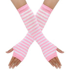 Warmer Knitted Long Fingerless Gloves Elbow Mittens Christmas Acces Gift Fashion Women Emo Gloves Lady Striped Elbow Gloves