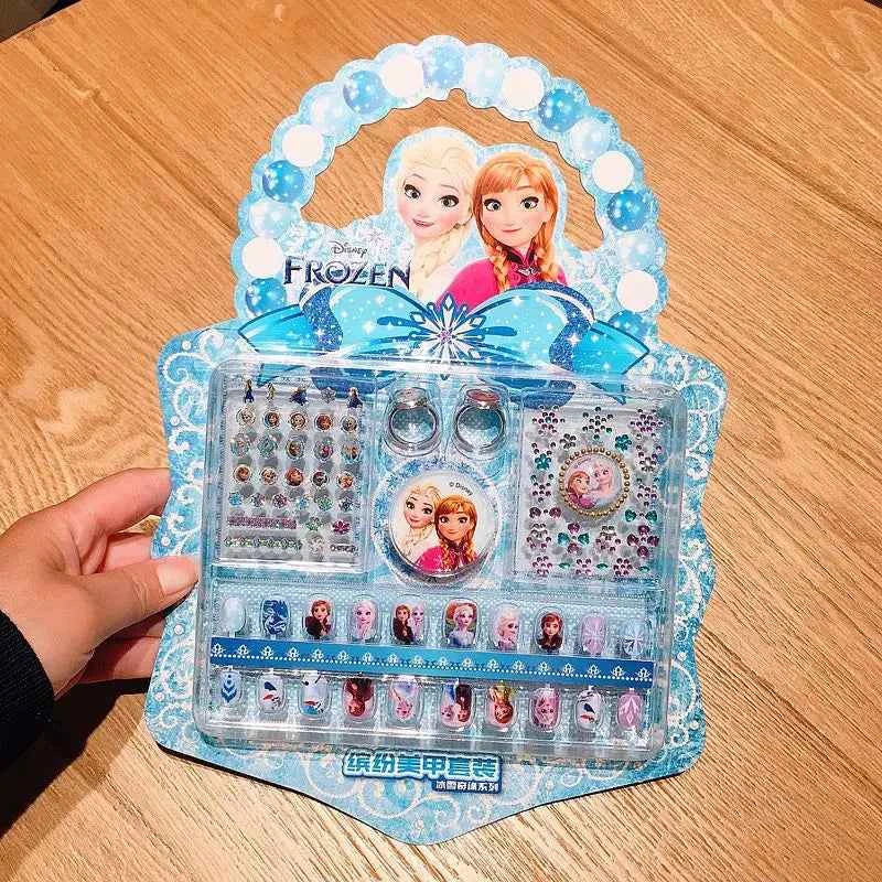 Disney Children's Nail Sticker Set Elsa Princess Dress Up Cute Kawaii Stickers Waterproof Nail Art Stickers Frozen Girl Gift Toy