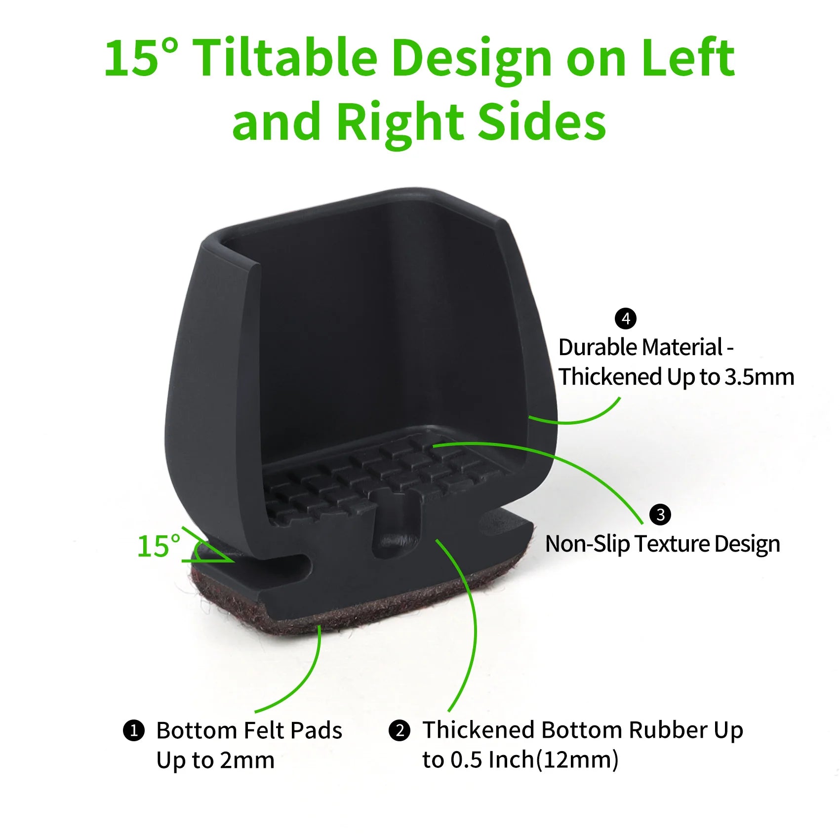 16PCS Black Chair Leg Protectors Foot Cover Diagonal with Thick Wrap Felt Pads Silicone Furniture Table Feet For Hardwood Floors