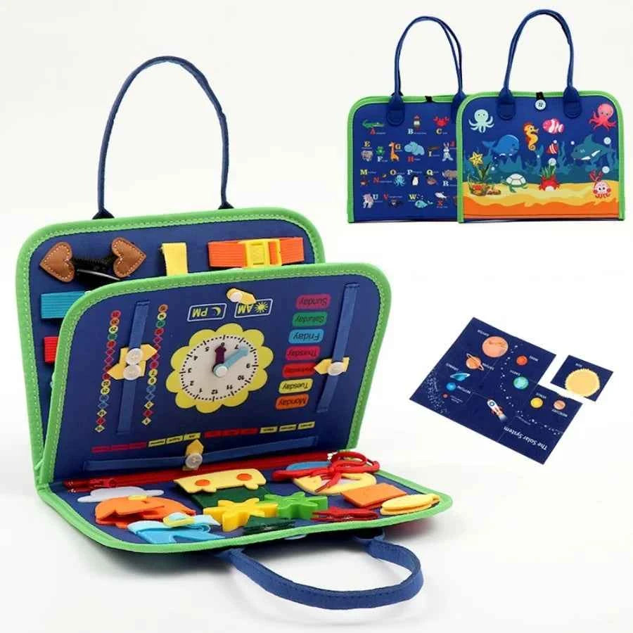 Montessori Busy Board Sensory Learning Toy for Preschool Kids