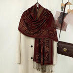 Ethnic Paisley Embroidery Viscose Hijab Retro Cashew Cotton Muslim Women Scarf Wraps Ladies Elegant Shawls Turban Headscarf