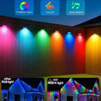 New Black RGB Eaves LED Lights Permanent Outdoor Lights String APP Bluetooth Light Strip Scene Modes House Party Wedding Light