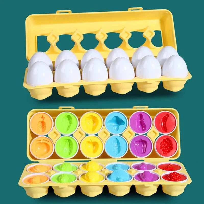 Matching Eggs Easter Toy Montessori Colors Shapes Recognition Kids Educational Color Sorting Toy for Toddlers STEM Egg Toys Gift