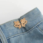 Adjustable Tightener Waist Buckle for Jeans, No Sewing Required Butterfly Button Adjuster for Pants and Skirts Waist